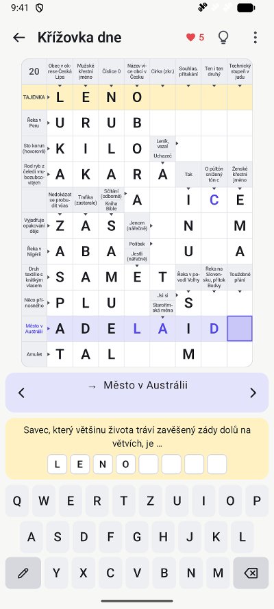 Švédská křížovka v telefonu