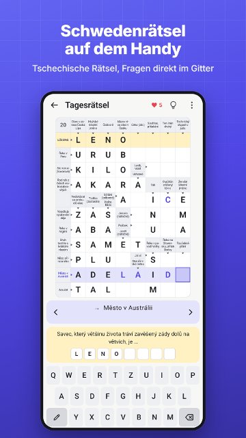 Schwedenrätsel auf dem Handy. Tschechische Rätsel, Fragen direkt im Gitter