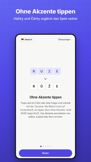 Ohne Akzente tippen. Háčky und Čárky ergänzt das Spiel selbst