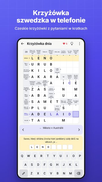 Krzyżówka szwedzka w telefonie. Czeskie krzyżówki z pytaniami w kratkach