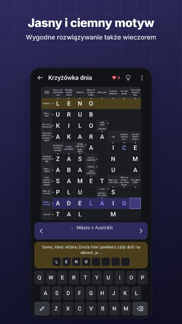 Jasny i ciemny motyw. Wygodne rozwiązywanie także wieczorem